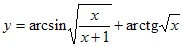 y=arcsin√x/(x+1)+arctg√x