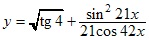 y=√tg4+sin2 21x/21cos42x