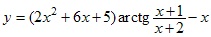 y=(2x2+6x+5)arctg(x+1)/(x+2)