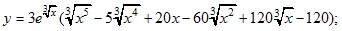 y=3e^3√x*(3√x5-5*3√x4+20x-60*3√x2+120*3√x-120