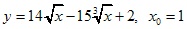 y=14√x-15 3√x+2, x0=1