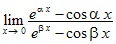 lim x→0 (e^αx-cosαx)/(e^βx-cosβx)