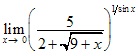 lim x→0 (5/(2+√9+x))^1/sinx