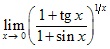 lim x→0 ((1+tgx)/(1+sinx))^1/x