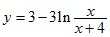 y=3-3ln x/(x+4)